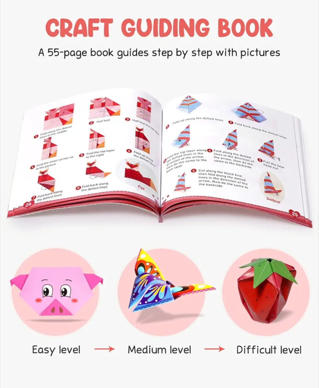 Origami Paper Folding Kit for Kids | 120 Sheets, 54 Patterns & Step-by-Step Instruction Book | Art, Geometry & Creative Learning