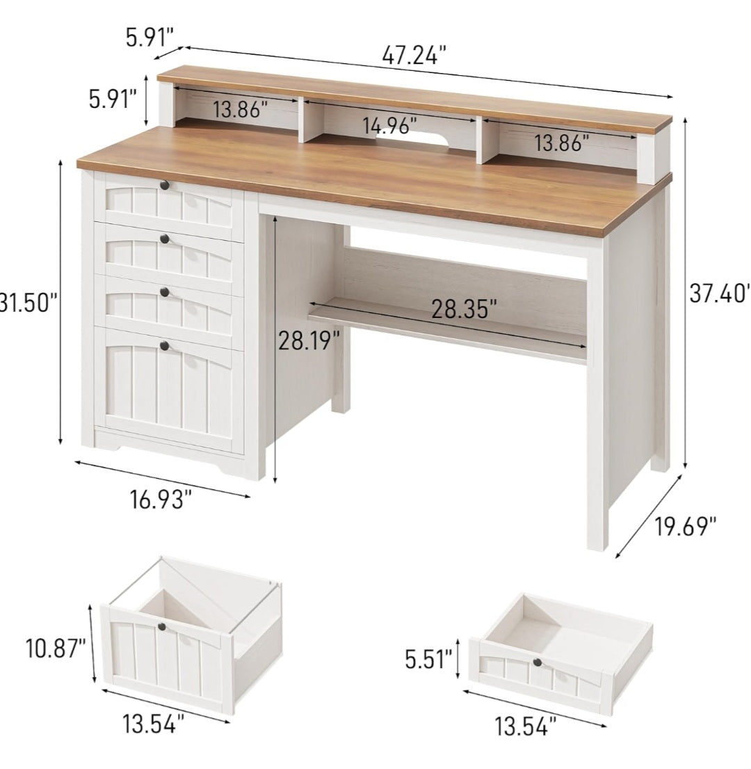 47" Farmhouse Student Desk| Homeschool Learning & Study Desk