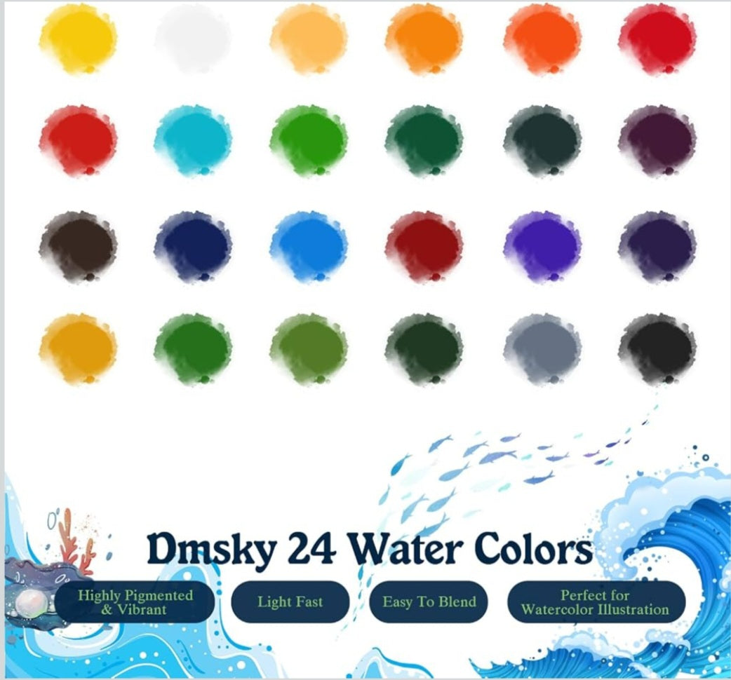 Ocean Watercolor Painting Book & Paint Set – 18 Beginner-Friendly Projects