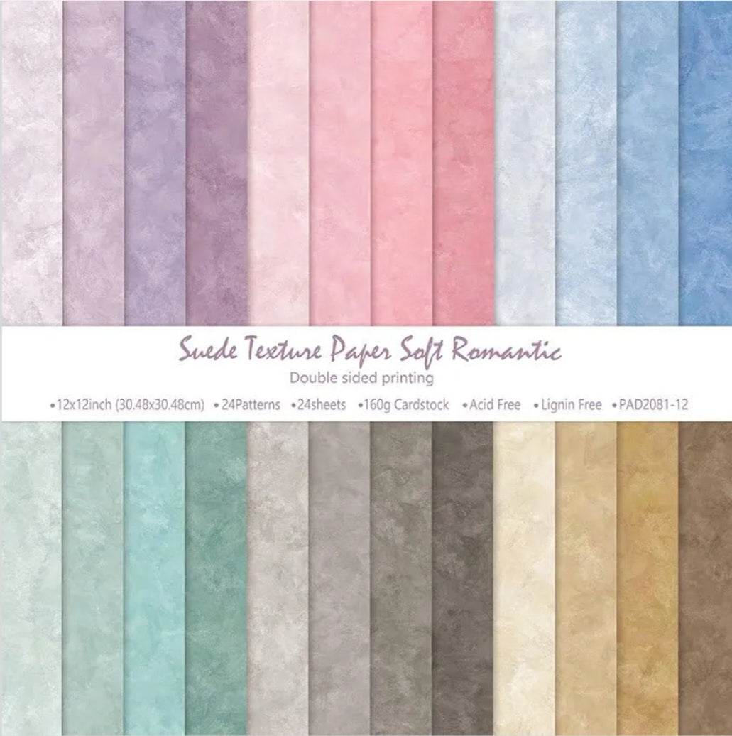 Boho Scrapbook Paper Pad | 24 Double-Sided 12x12 Vintage Textured Papers | Journaling, Card Making & Paper Crafts