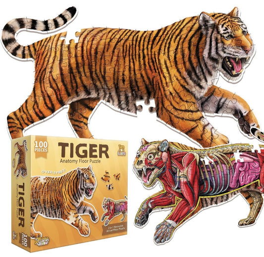 Tiger Animal Anatomy Floor Puzzle| 100-Piece Double-Sided Puzzle