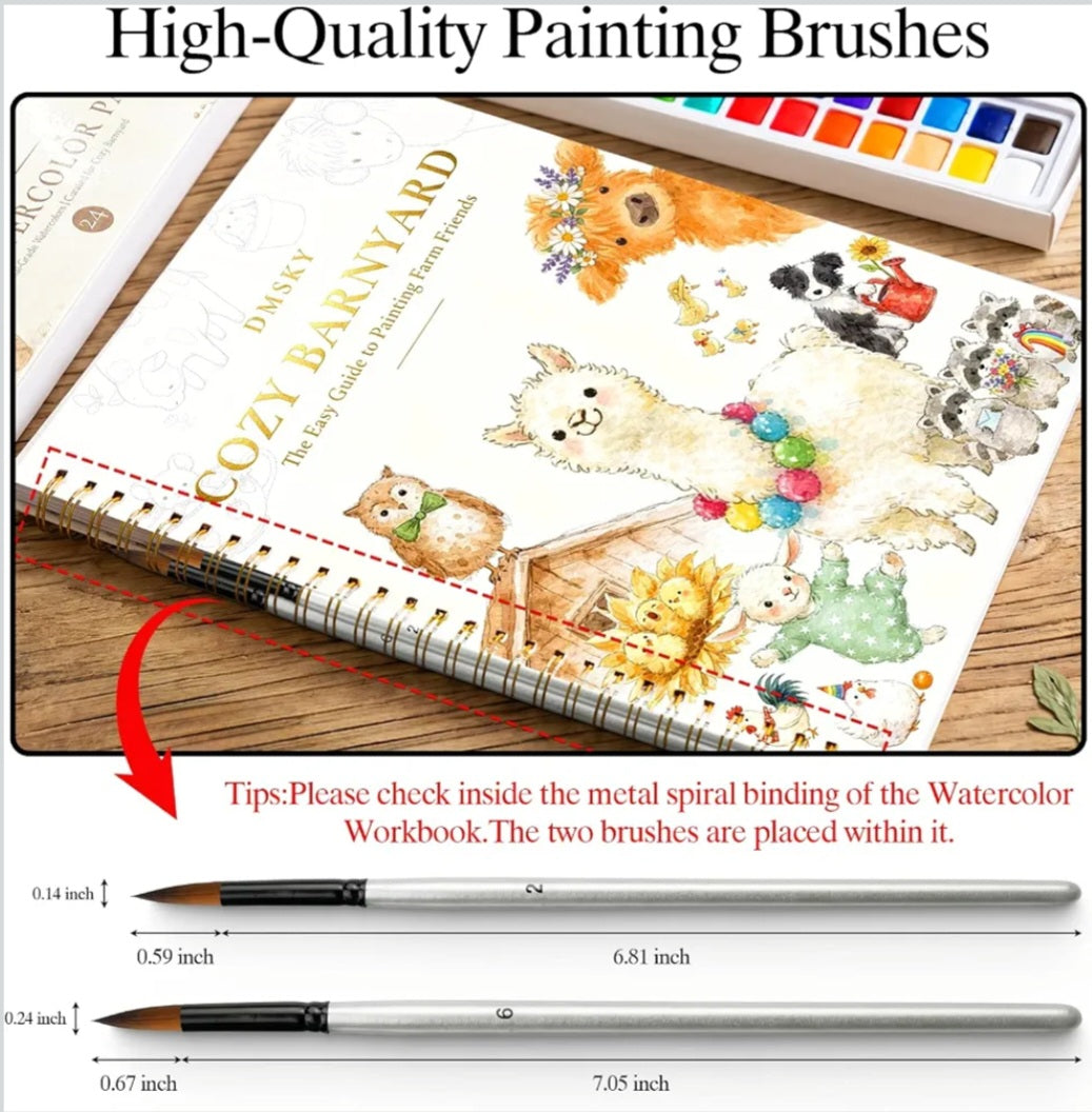 Cozy Barnyard Watercolor Workbook Set | 18 Farm Animal Painting Activities