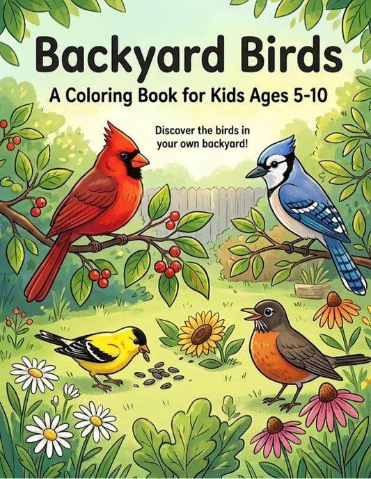 Backyard Birds Nature Coloring Book – Educational Bird Study for Kids