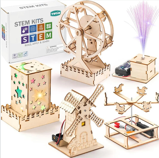 5 in 1 STEM Engineering Kit Set | Wooden DIY Science Models & Hands-On Building Projects