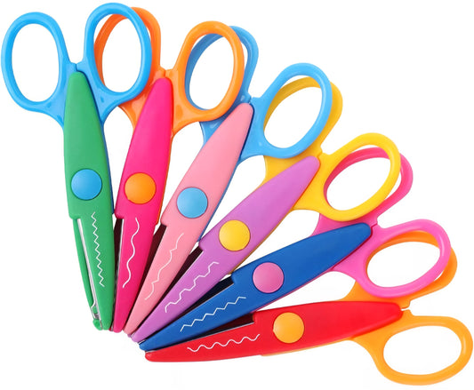 Decorative Craft Scissors 6-Pack | Colorful Pattern Edge Scissors for Scrapbooking, Paper Crafts & Art Projects