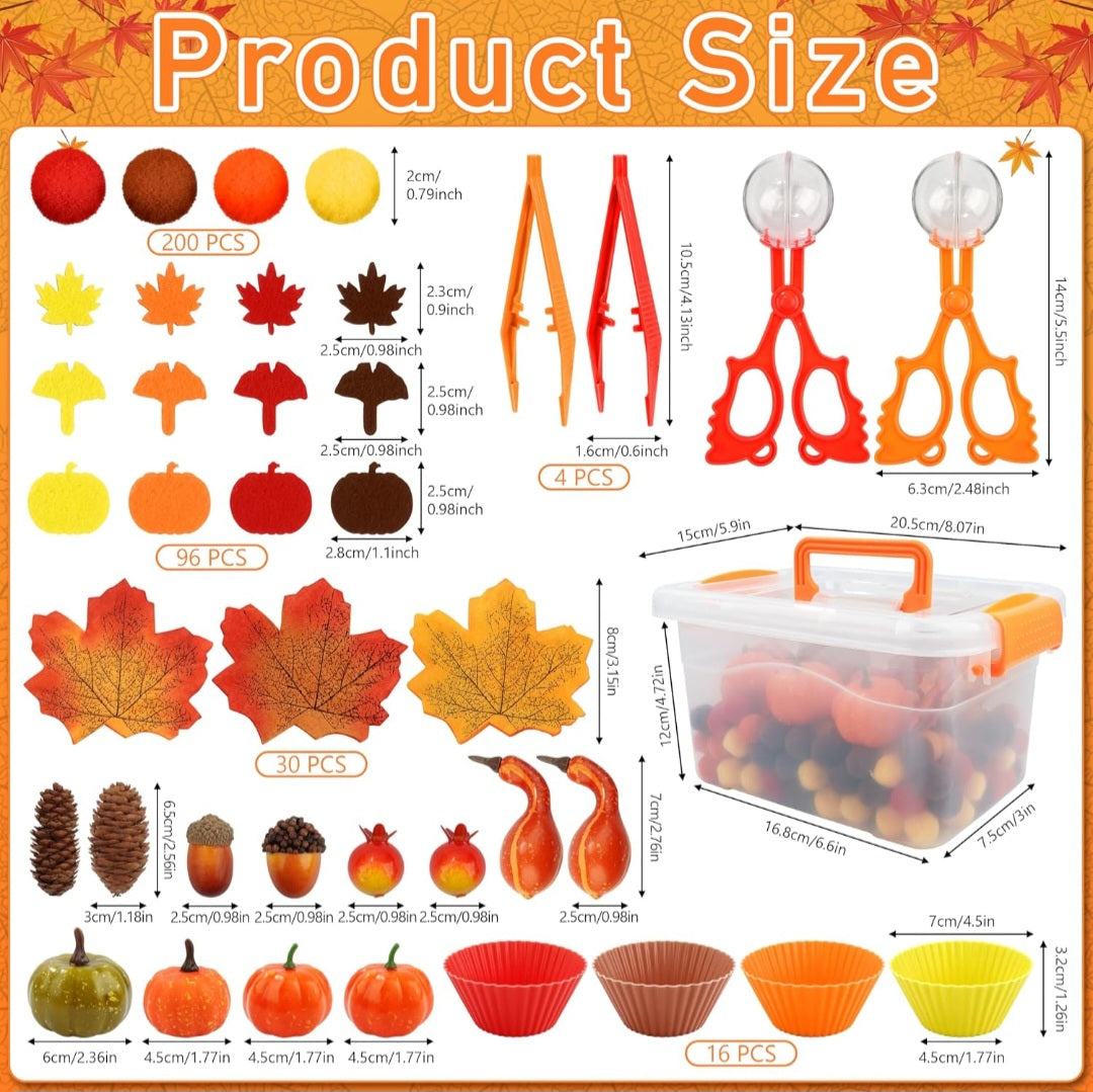 Thanksgiving Fall Sensory Bin|353-Piece Fine Motor & Sorting Set