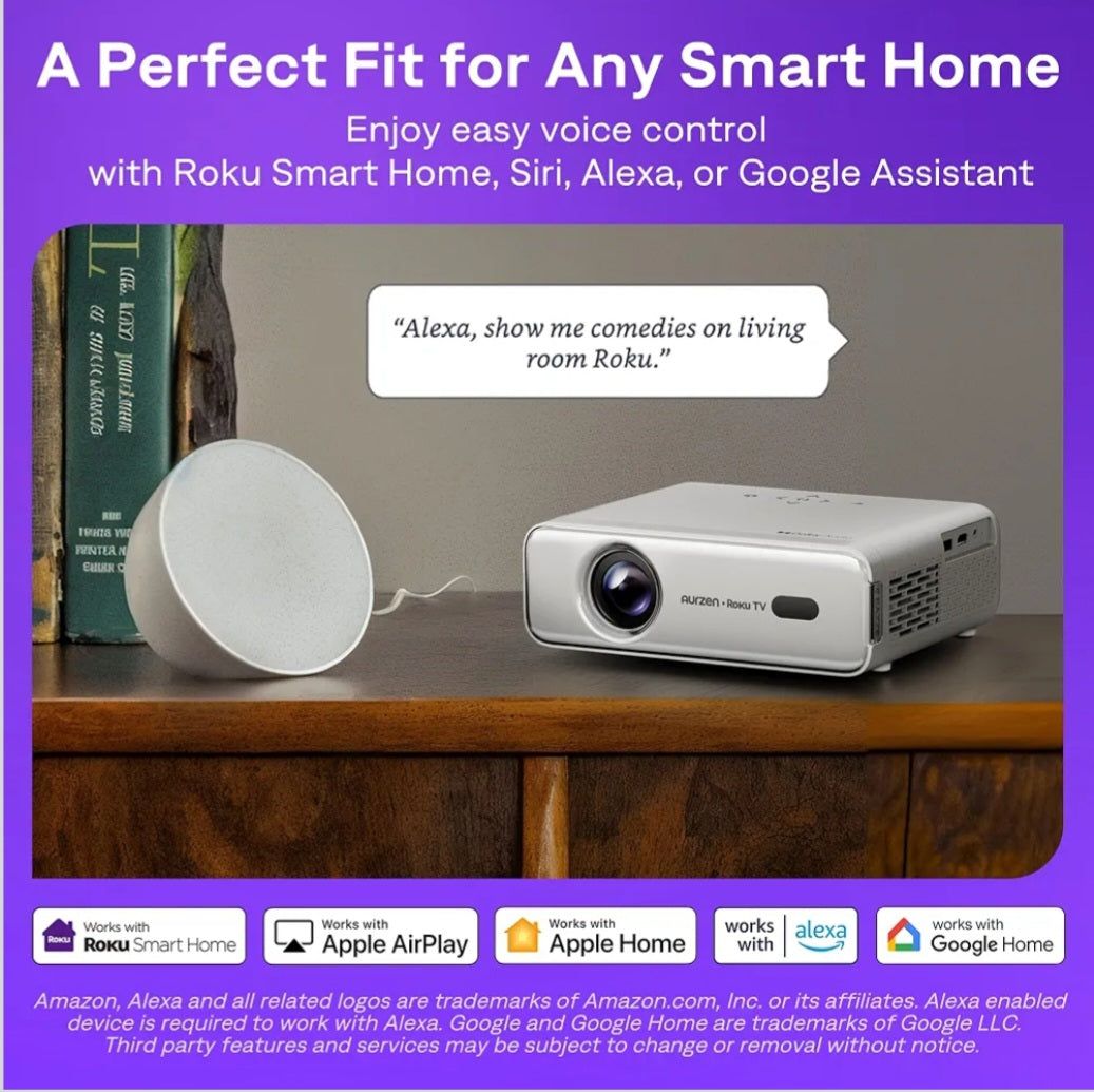 Roku Smart Portable Projector| 1080P HD WiFi & Bluetooth