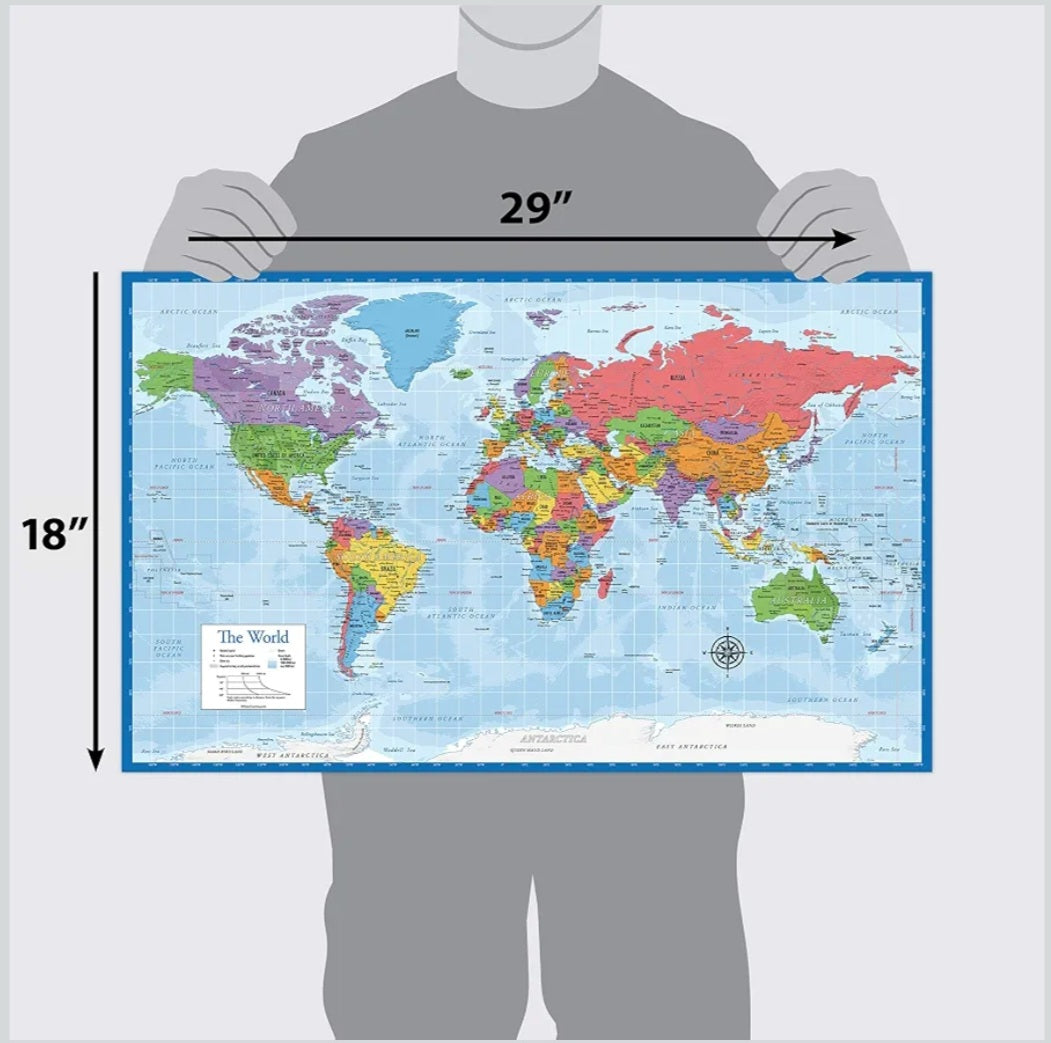 Laminated US & World Maps (set of 2)