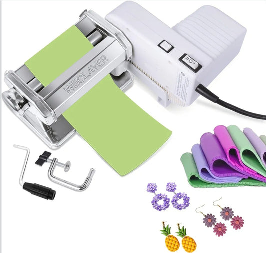 Electric Polymer Clay Roller Machine | 90W Motor, 7 Adjustable Thickness Settings & Dual-Mode Operation | Clay Jewelry-Making Tool