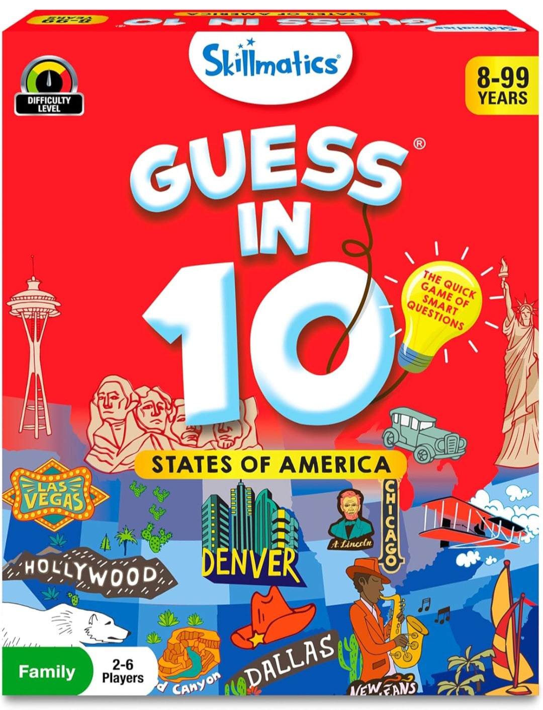 Guess In 10:States of America Educational Geography Game|U.S. States Trivia & Guessing Card Game