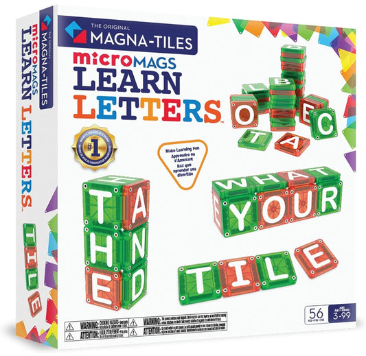 MAGNA-TILES microMAGS Learn Letters 56-Piece Set | Magnetic Alphabet Building & Early Literacy Learning