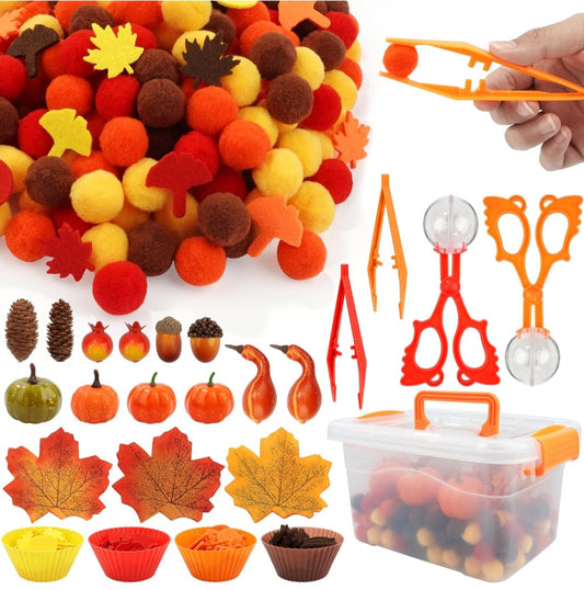 Thanksgiving Fall Sensory Bin|353-Piece Fine Motor & Sorting Set