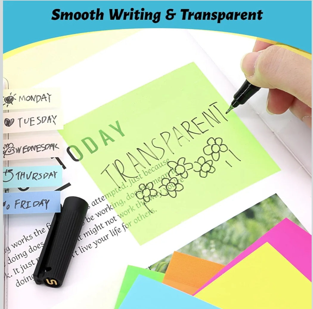 Transparent Sticky Notes Set, 800 Sheets | Colorful See-Through Notes for Bible Study, Reading & Learning