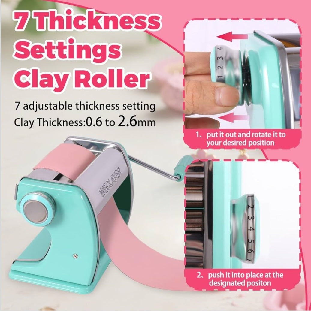 Polymer Clay Roller & Earring-Making Tool Kit | Clay Press Machine, 18 Cutters & Adjustable Thickness Settings