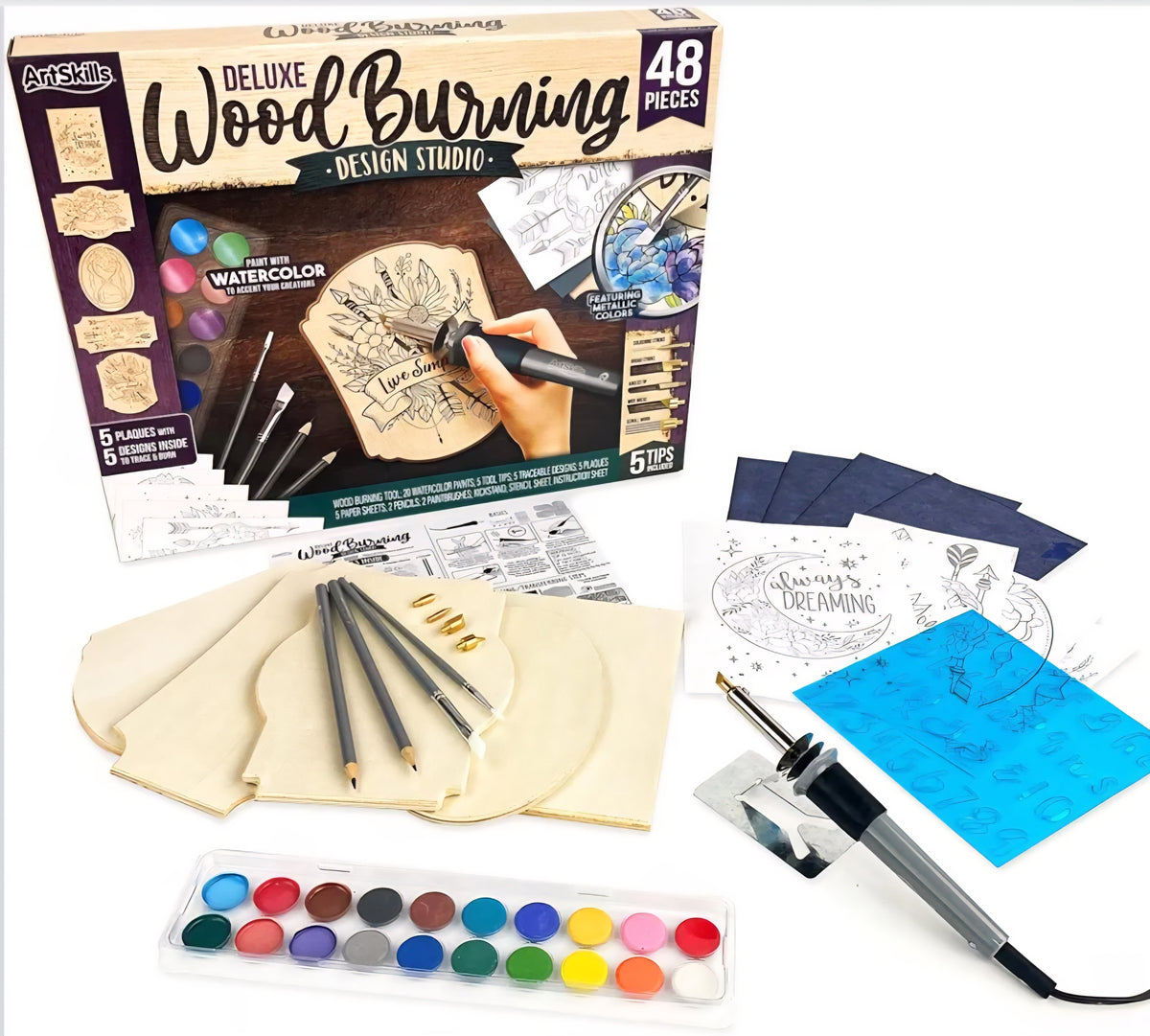 ArtSkills Deluxe Wood Burning Kit | 48-Piece Pyrography & Wood Engraving Art Set