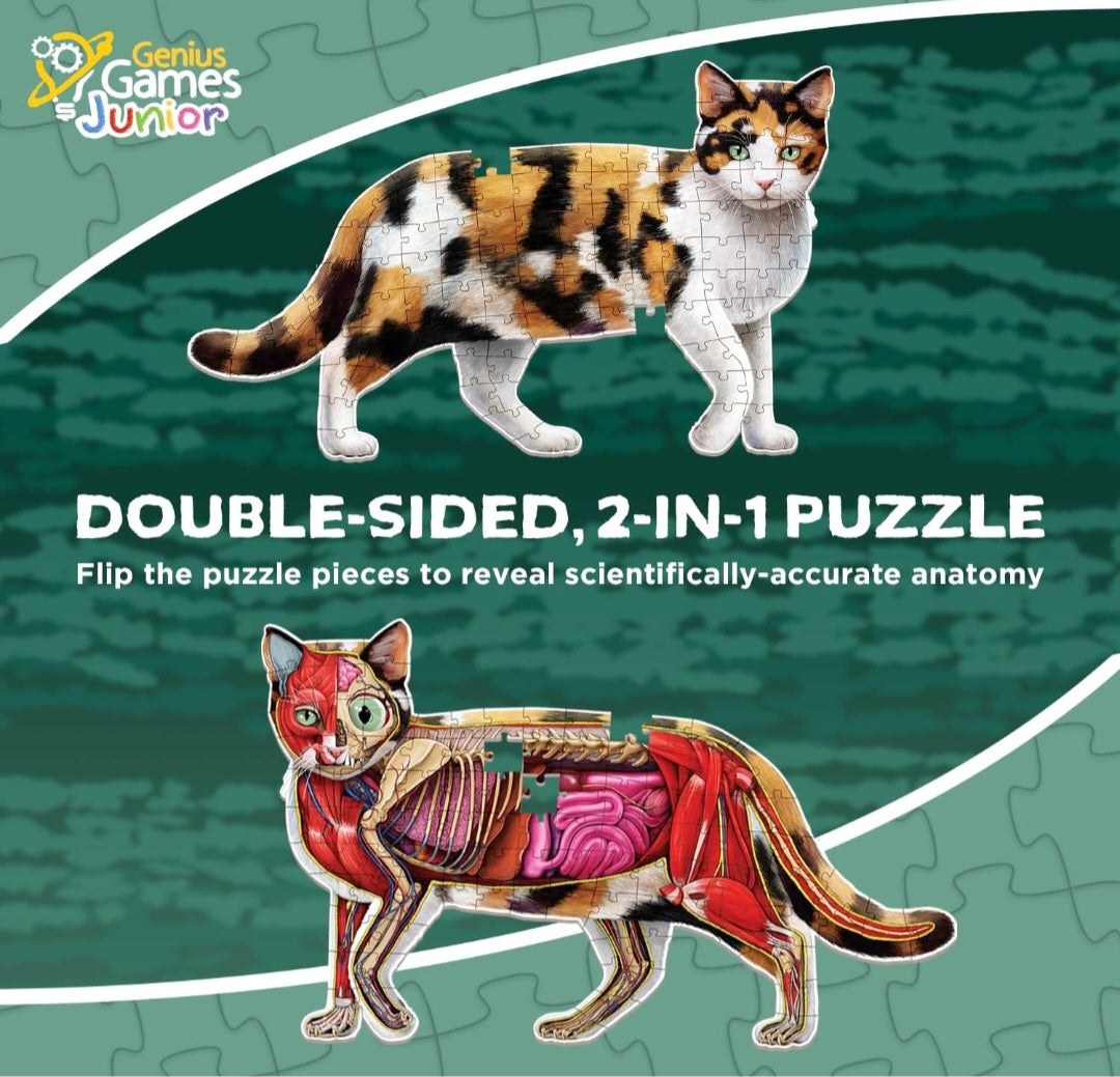 Cat Animal Anatomy Floor Puzzle|100-Piece Double-Sided Puzzle