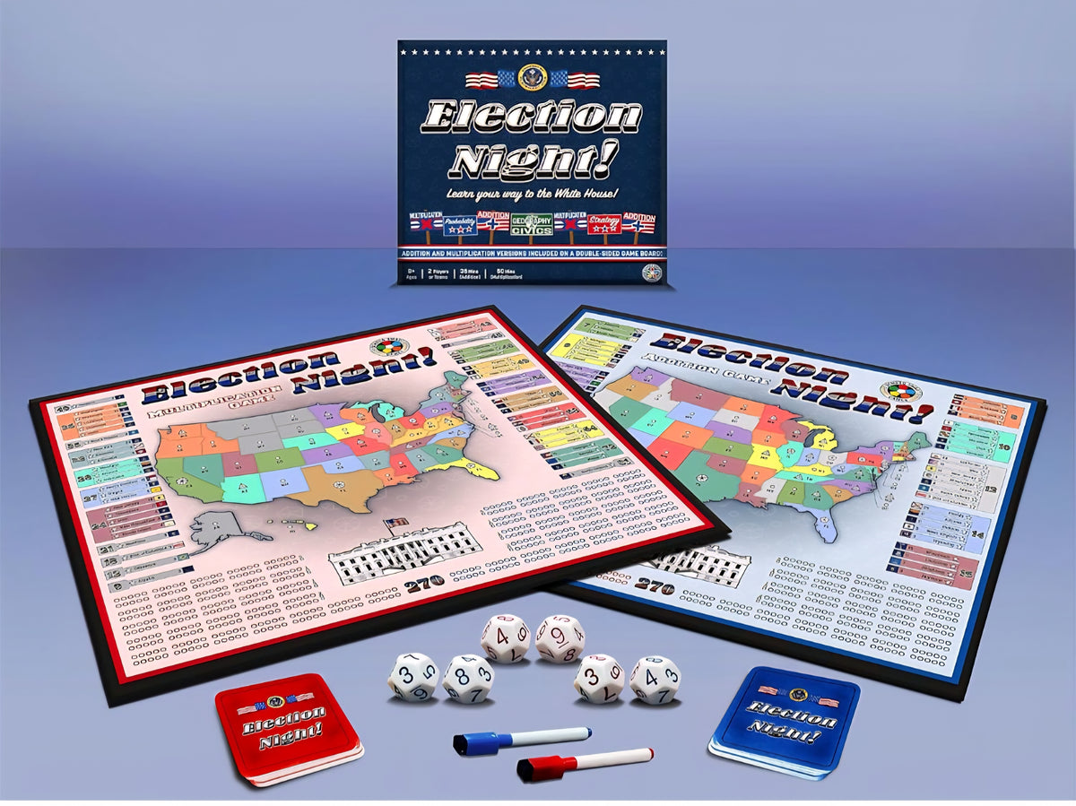 Election Night!|Math, Geography & Civics Board Game