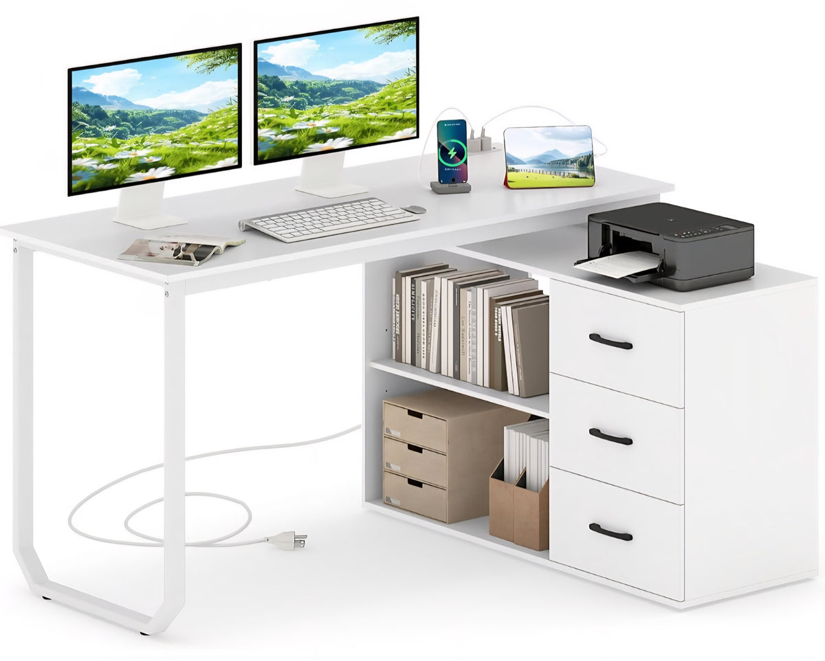 55" L-Shaped Student Desk|Homeschool Learning & Study Workspace