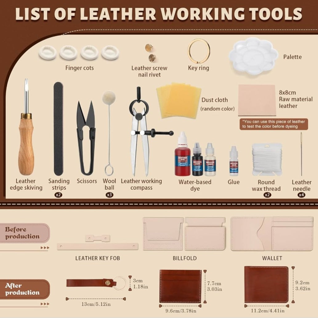 Leatherworking & Wallet Making Kit | Vegetable-Tanned Leather, Tools & DIY Projects
