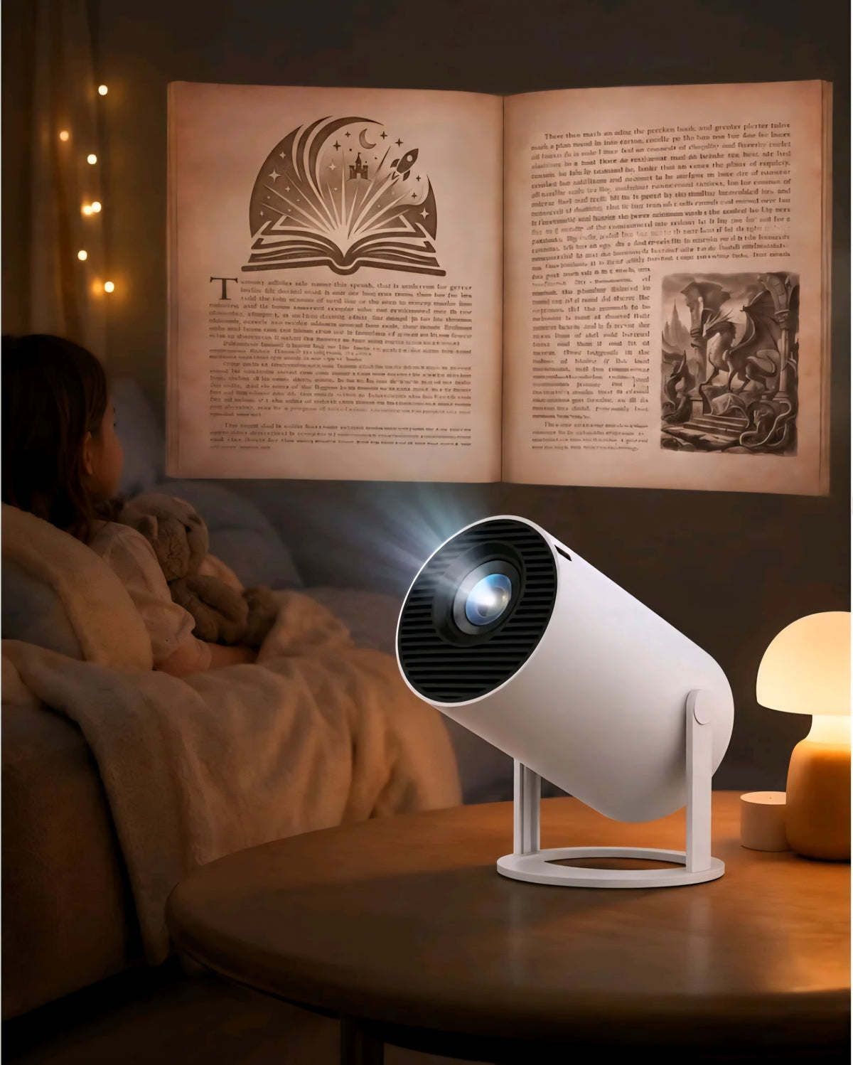Story Verse Portable Projector|180° Rotating HD Projector with WiFi & Bluetooth
