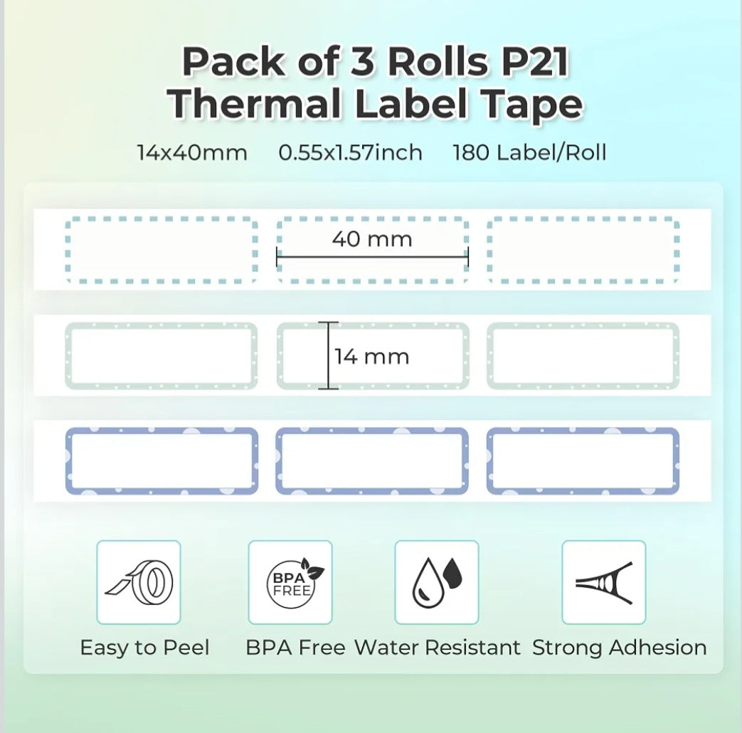 NELKO P21 Label Tape|3-Roll Adhesive Label Paper