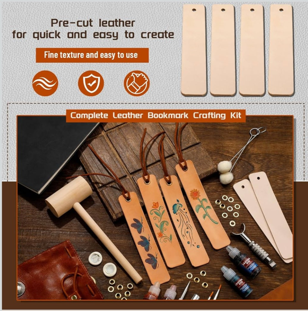 Leather Bookmark Making Kit | Leathercraft, Tooling & Dyeing Skills