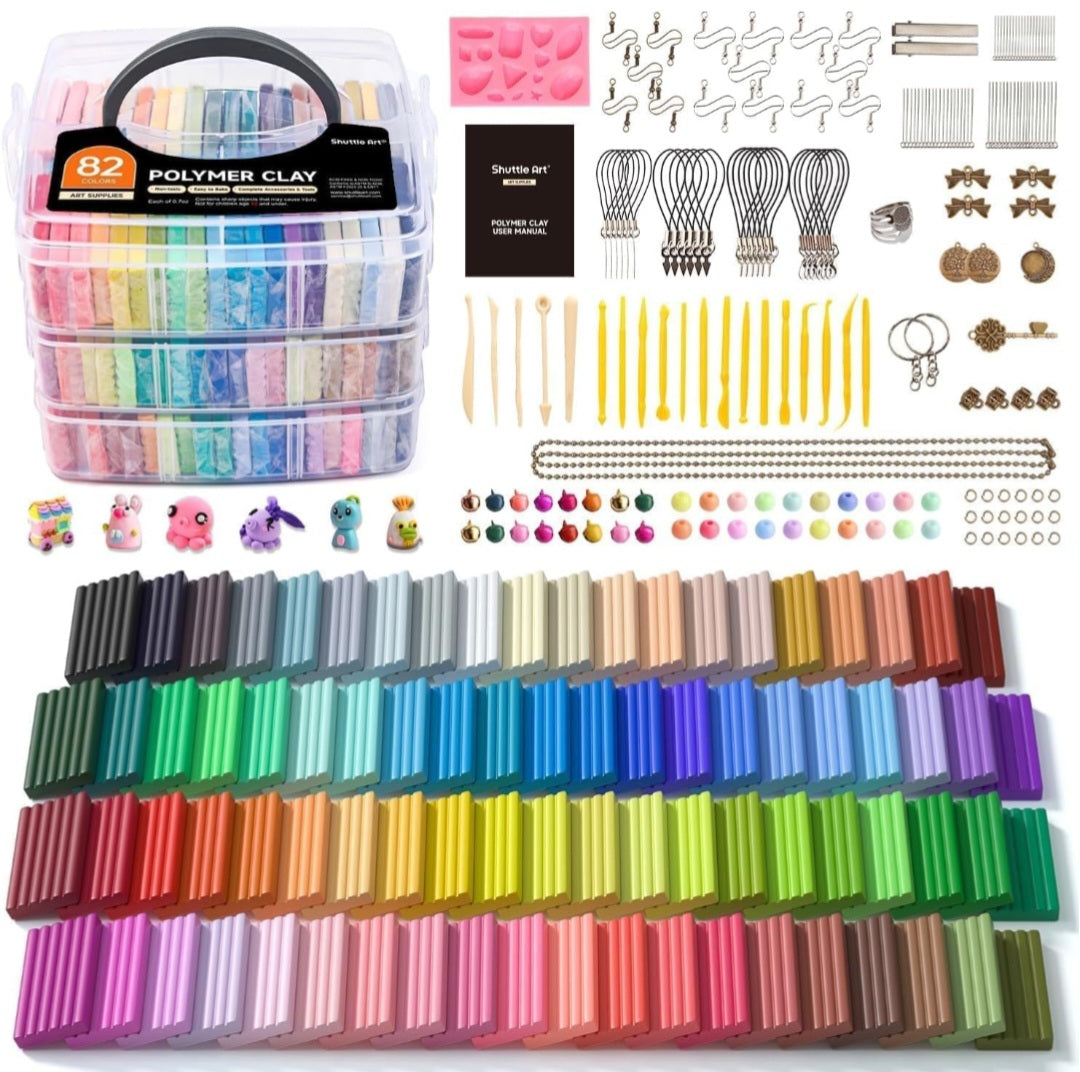 Polymer Clay Jewelry & Sculpture Kit | 82 Colors, Sculpting Tools & Jewelry-Making Accessories | Oven-Bake Art Set