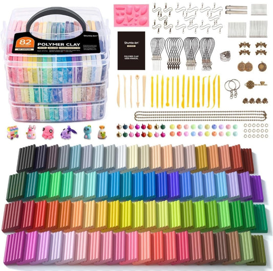 Polymer Clay Jewelry & Sculpture Kit | 82 Colors, Sculpting Tools & Jewelry-Making Accessories | Oven-Bake Art Set