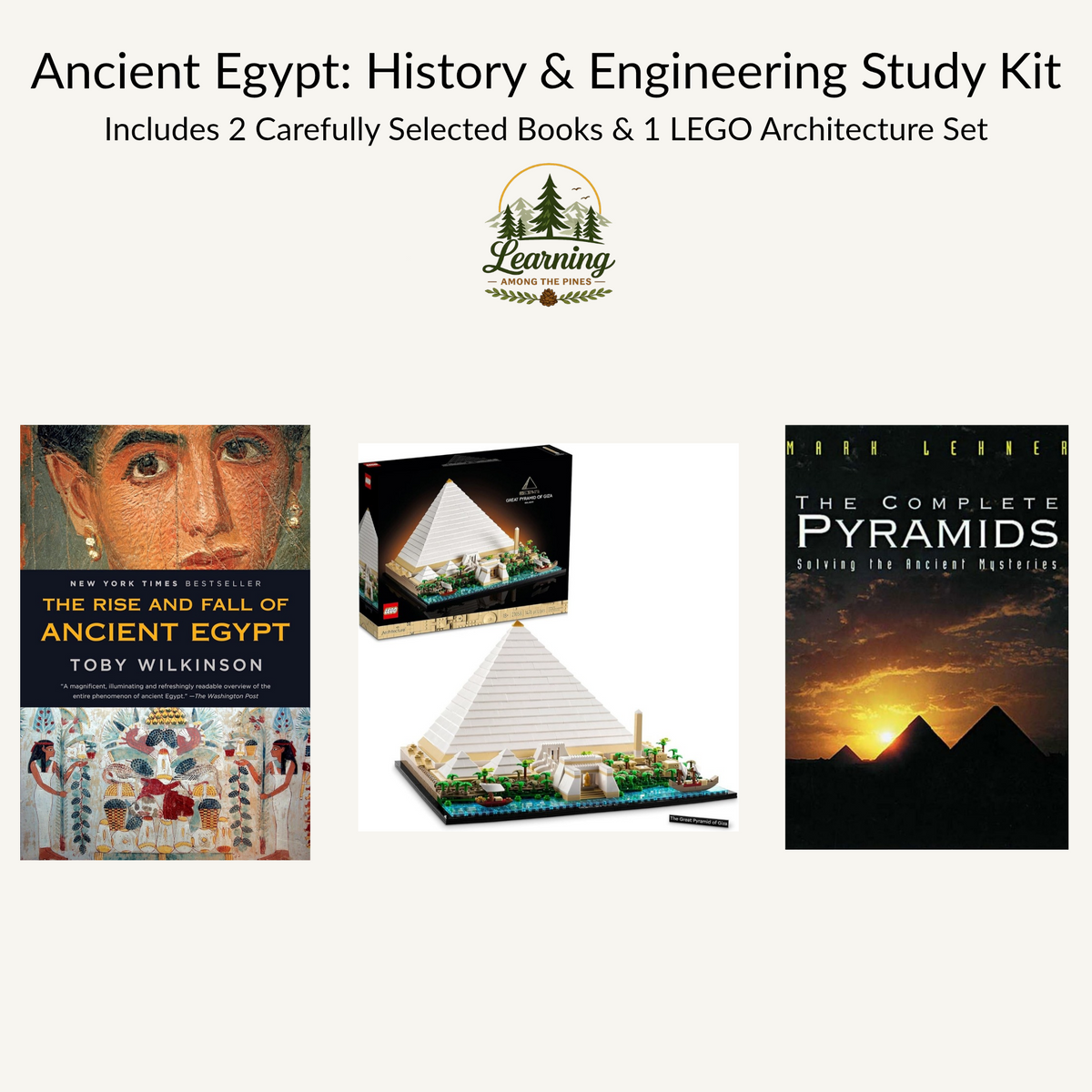 Ancient Egypt History & Engineering Study Kit | LEGO® Great Pyramid of Giza & 2 Books | Grades 8–12