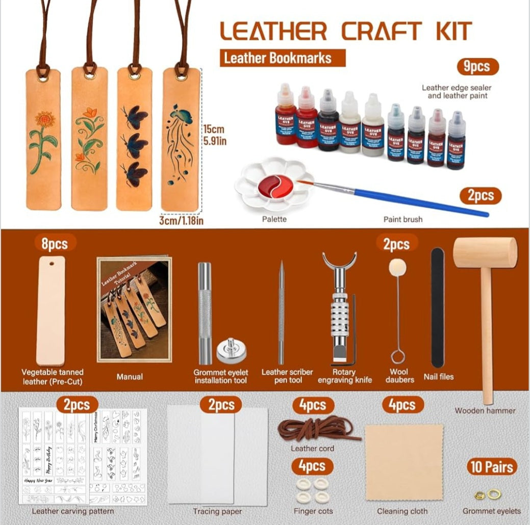 Leather Bookmark Making Kit | Leathercraft, Tooling & Dyeing Skills