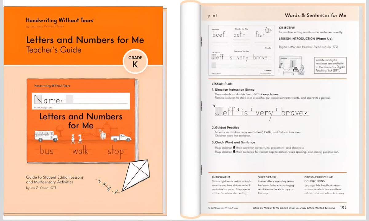 Handwriting Without Tears Kindergarten Printing Set, Workbook/Guide/Journal