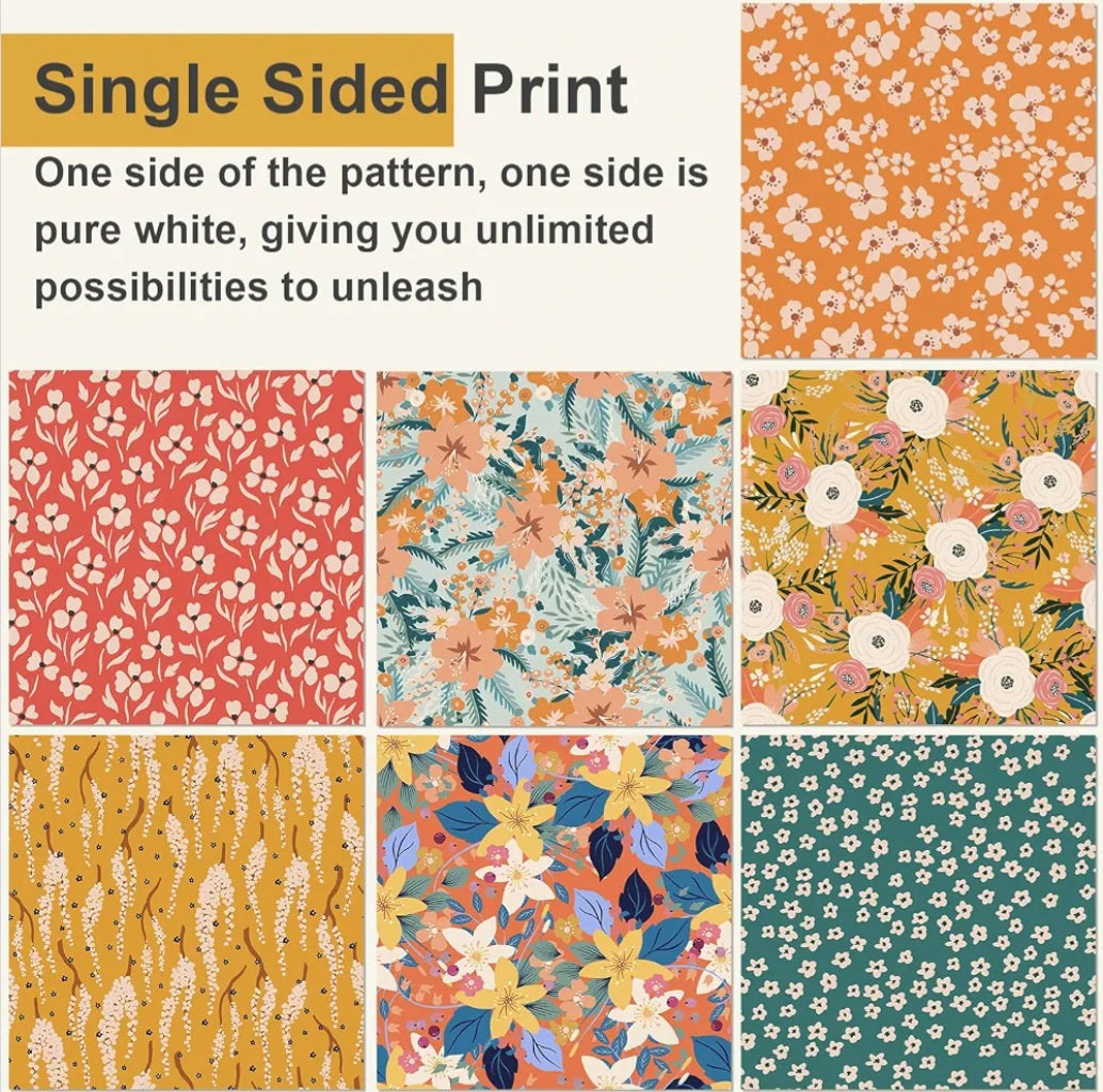 Floral Scrapbook Paper Set | 28 Sheets of 12x12 Vintage Botanical Designs | Paper Crafts & Journaling