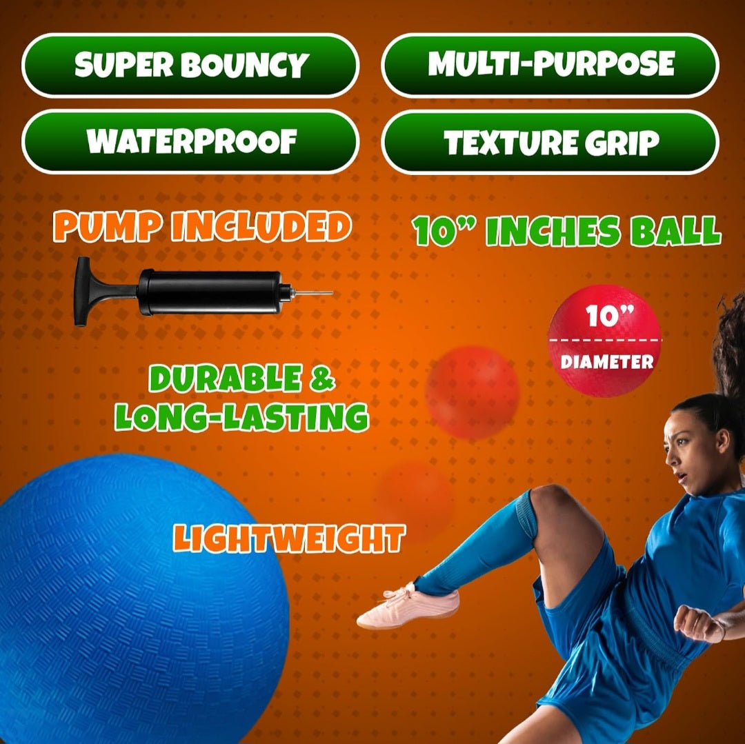 10" Kickballs|2-Pack with Hand Pump | Homeschool PE Equipment