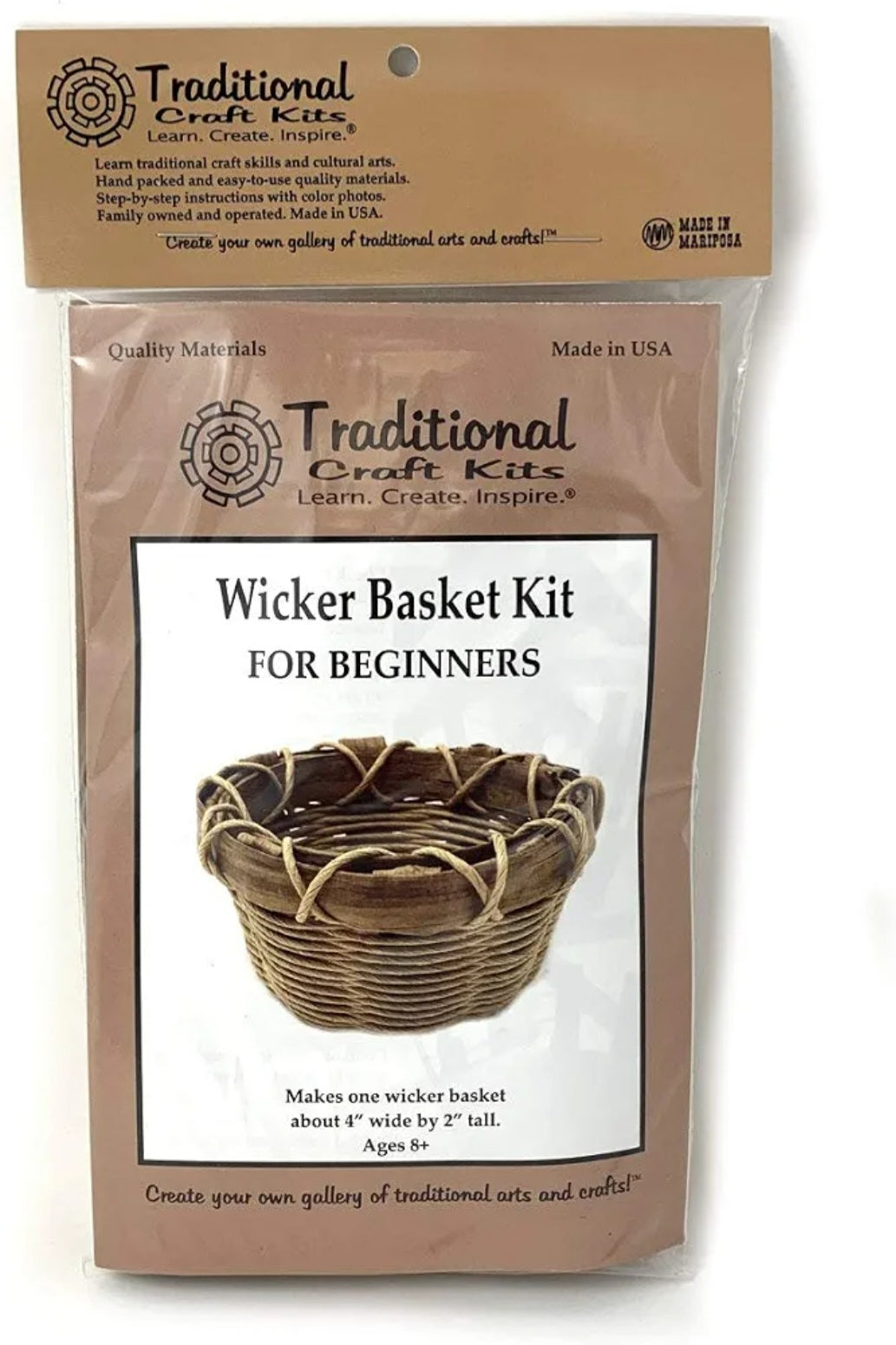 Traditional Wicker Basket Weaving Kit | Beginner Fiber Arts & Handcraft Project | 1 Basket