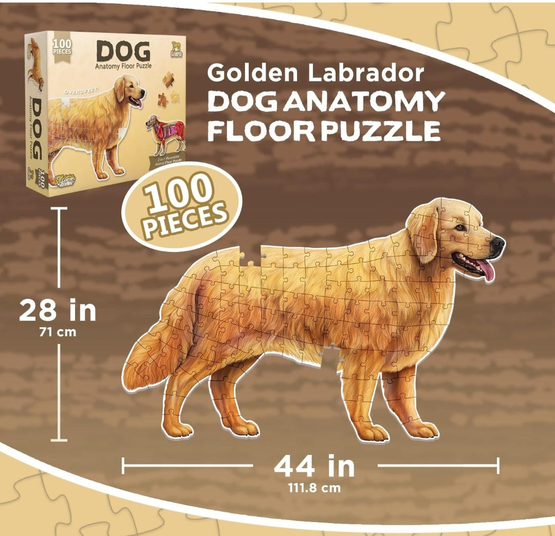 Dog Animal Anatomy Floor Puzzle|100-Piece Double-Sided Puzzle