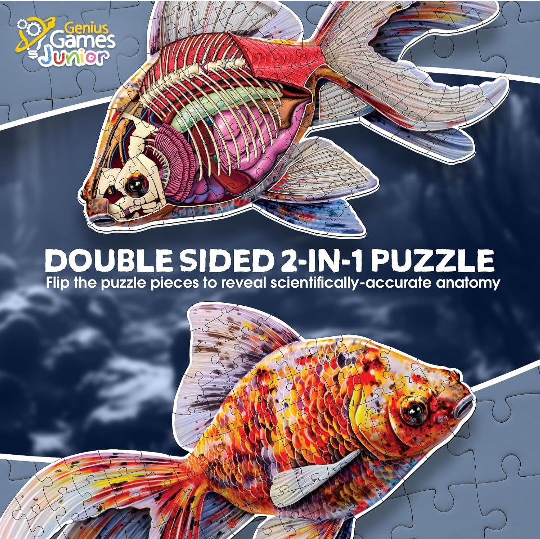 Goldfish Animal Anatomy Floor Puzzle|100-Piece Double-Sided Puzzle