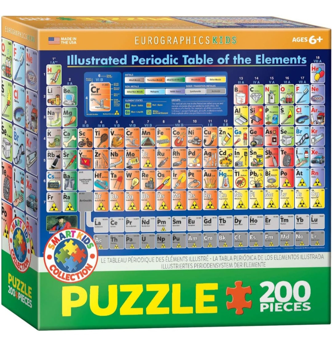 Periodic Table of the Elements Educational Puzzle – 200-Piece Illustrated Science Jigsaw Puzzle