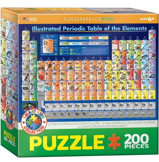 Periodic Table of the Elements Educational Puzzle – 200-Piece Illustrated Science Jigsaw Puzzle