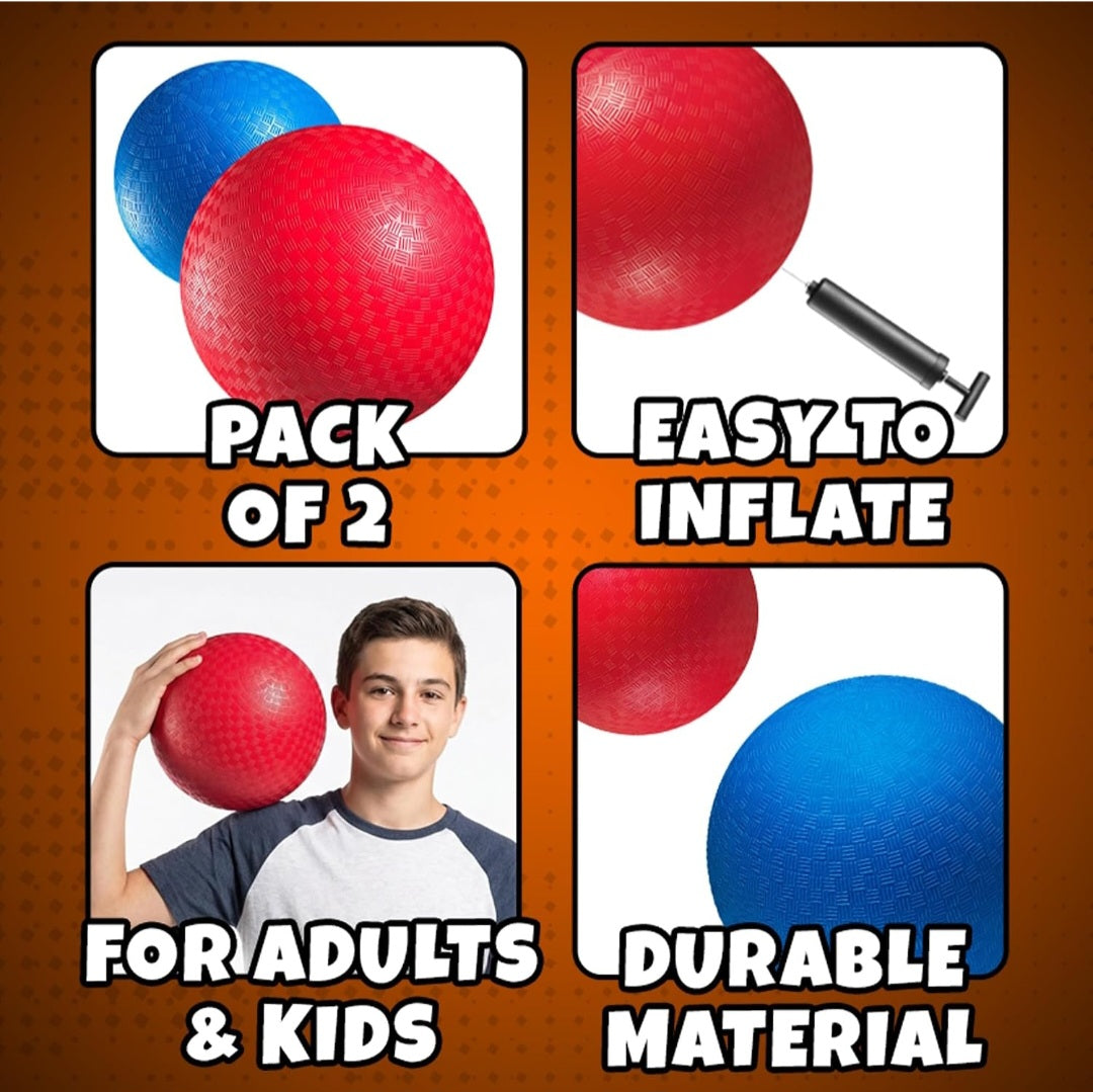10" Kickballs|2-Pack with Hand Pump | Homeschool PE Equipment