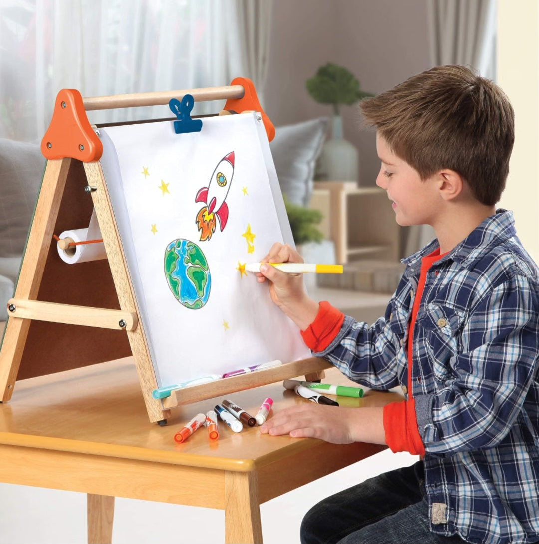 3-in-1 Tabletop Art Easel – Whiteboard, Chalkboard & Paper