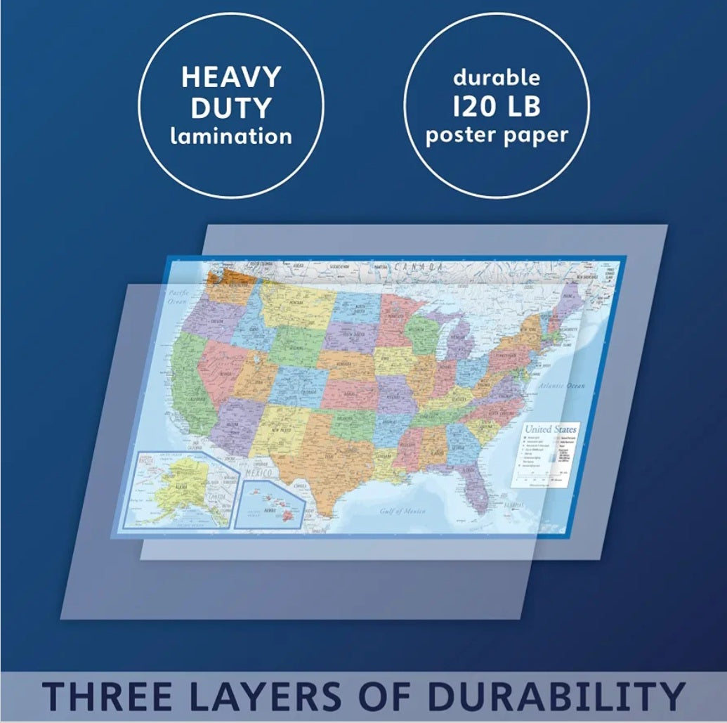 Laminated US & World Maps (set of 2)