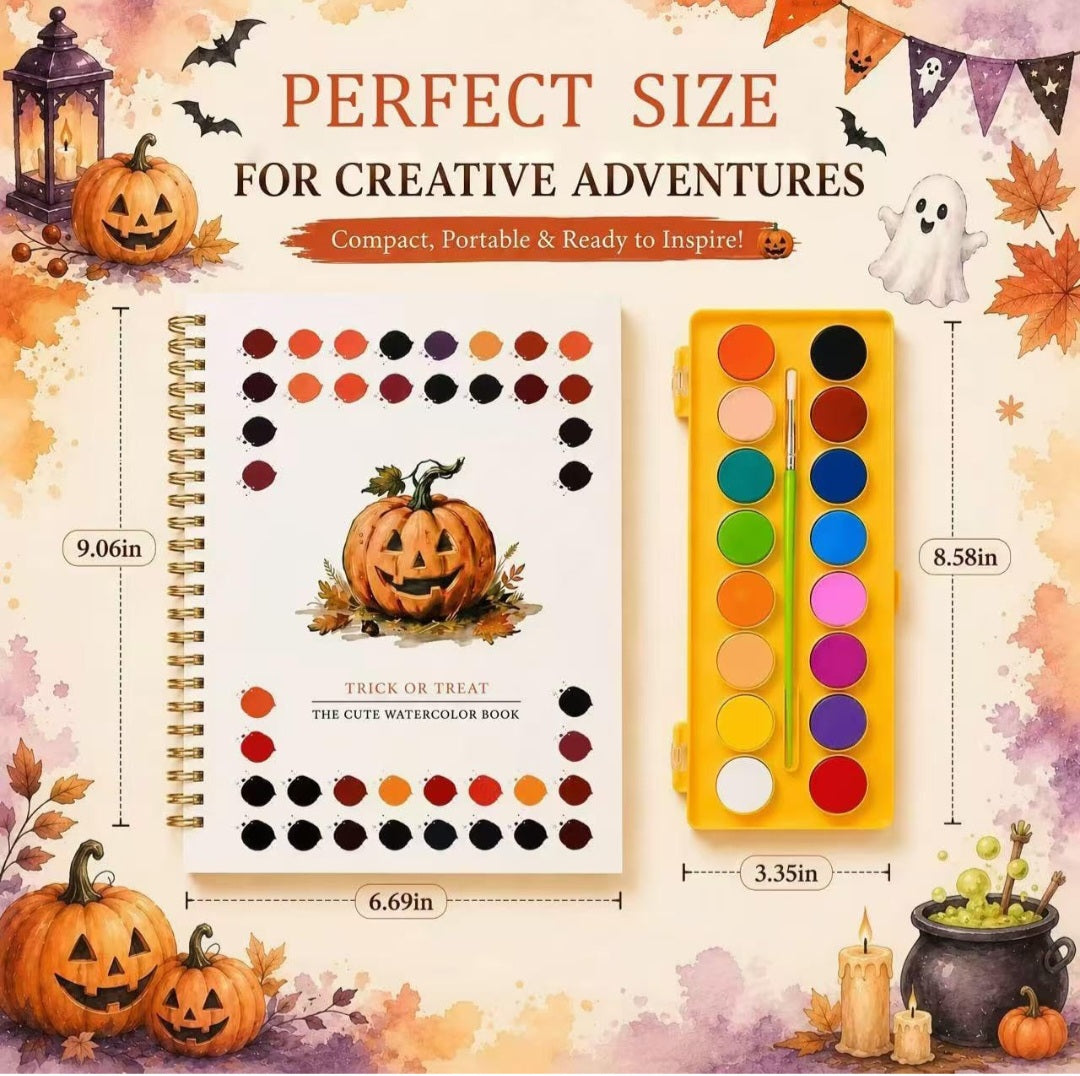 Halloween/Pumpkin Watercolor Workbook|16 Colors|3 Brushes