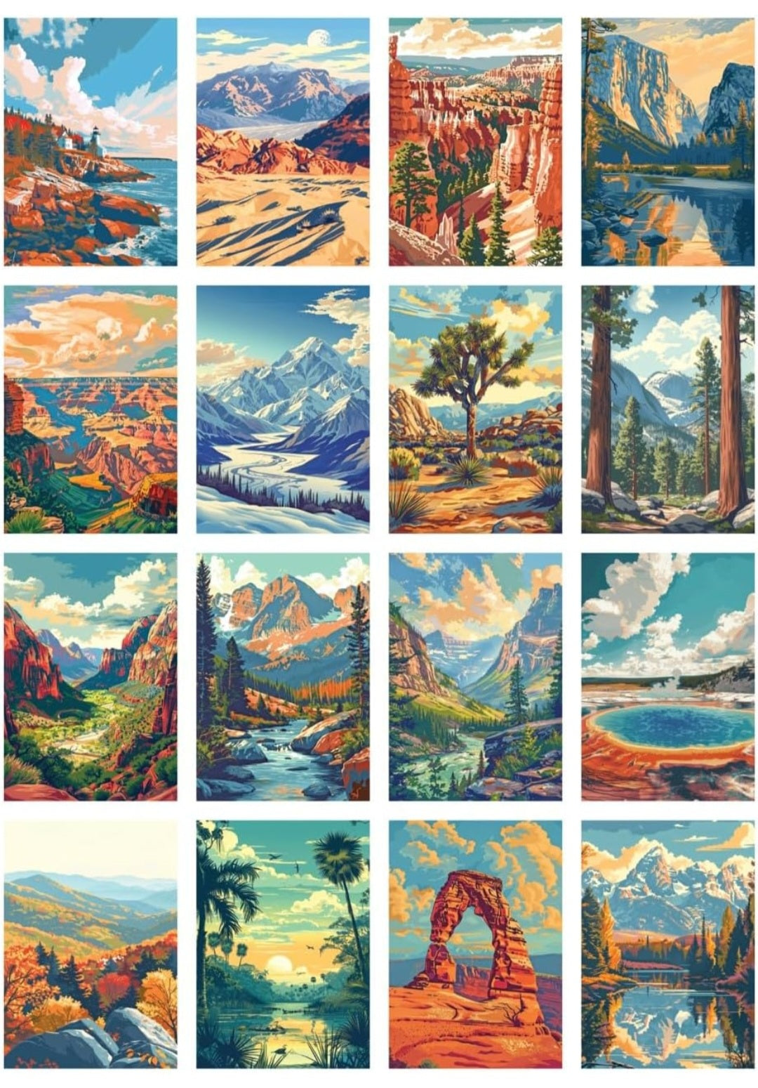National Parks 16-Puzzle Set – 100-Piece Mini Jigsaw Puzzles, U.S. National Parks & Scenic Landscapes
