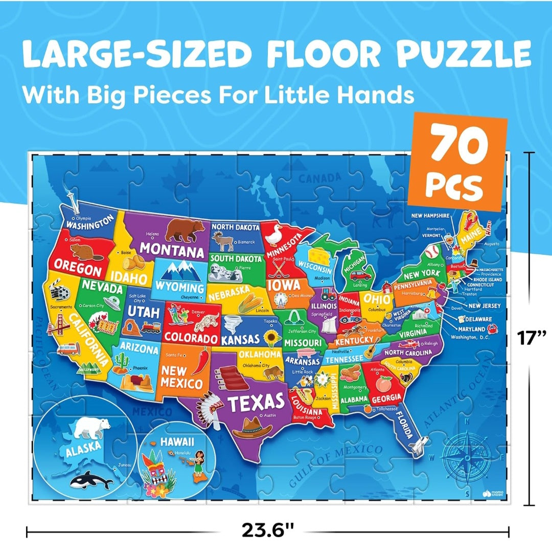 United States Map Puzzle| 70-Piece States & Capitals Puzzle
