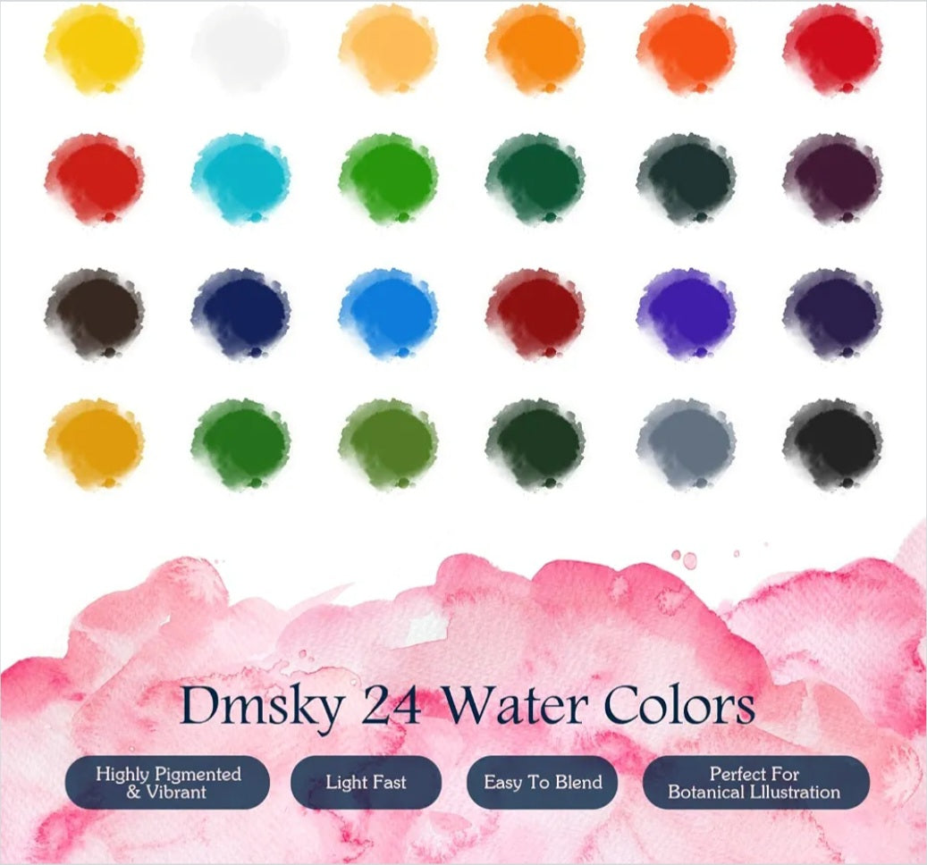 Mindful Blooms Watercolor Workbook Set | 18 Floral Painting Activities