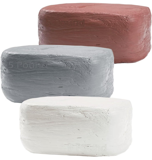 Air-Dry Clay Set | 15 lb in White, Gray & Terra Cotta | Sculpture, Pottery & Art Projects