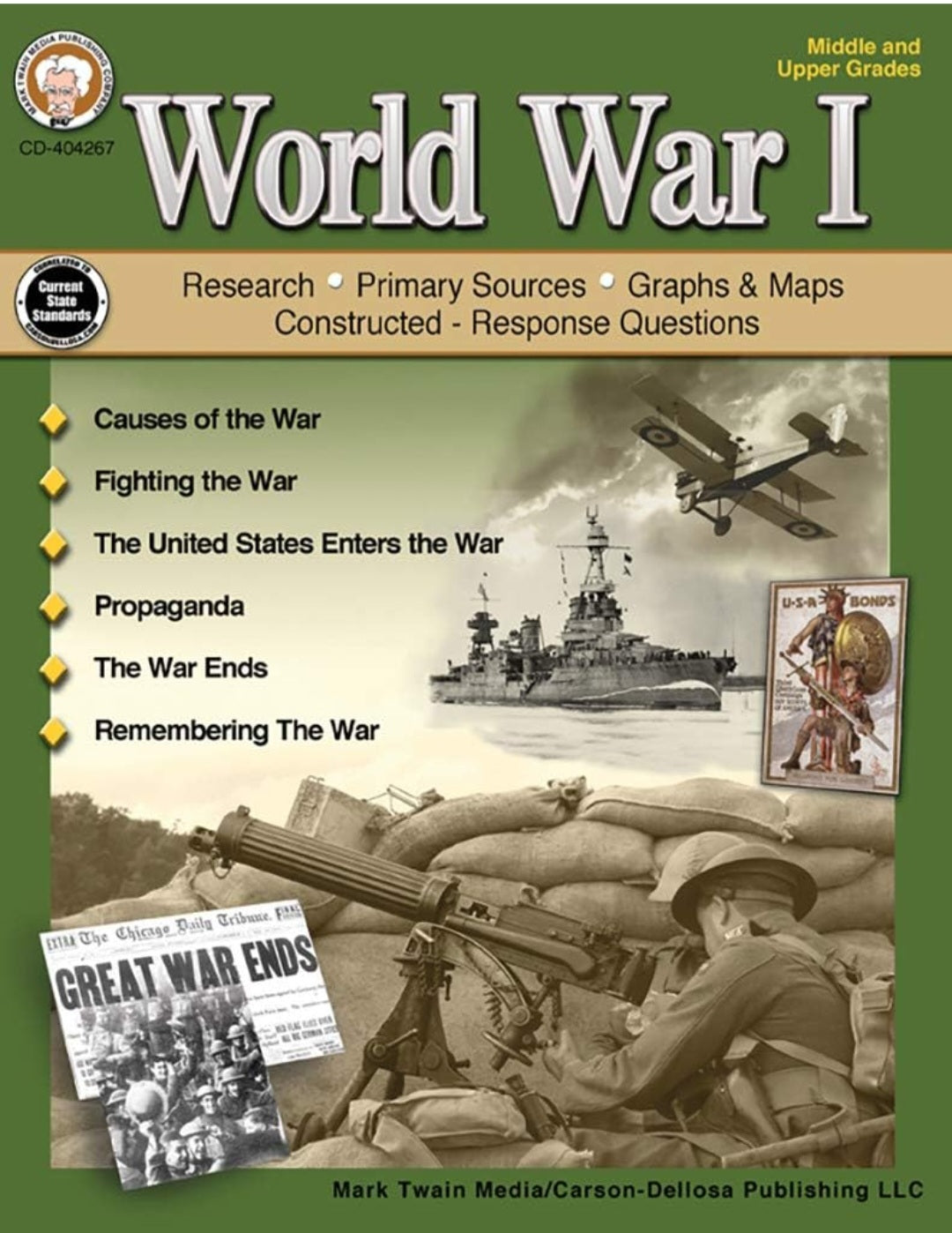 World War I History Study Kit | 2 Books, Research Workbook & WWI Memorabilia Pack | Grades 8–12
