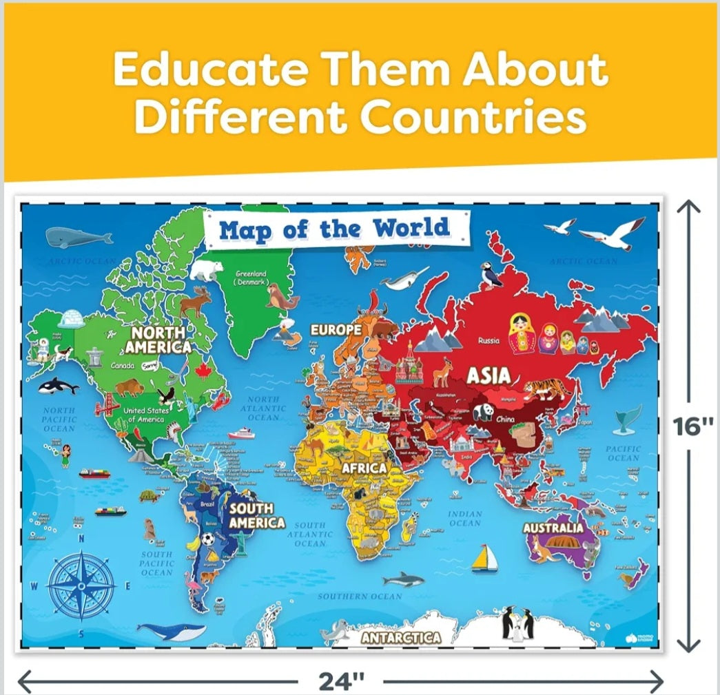 Colorful US & World Map Set