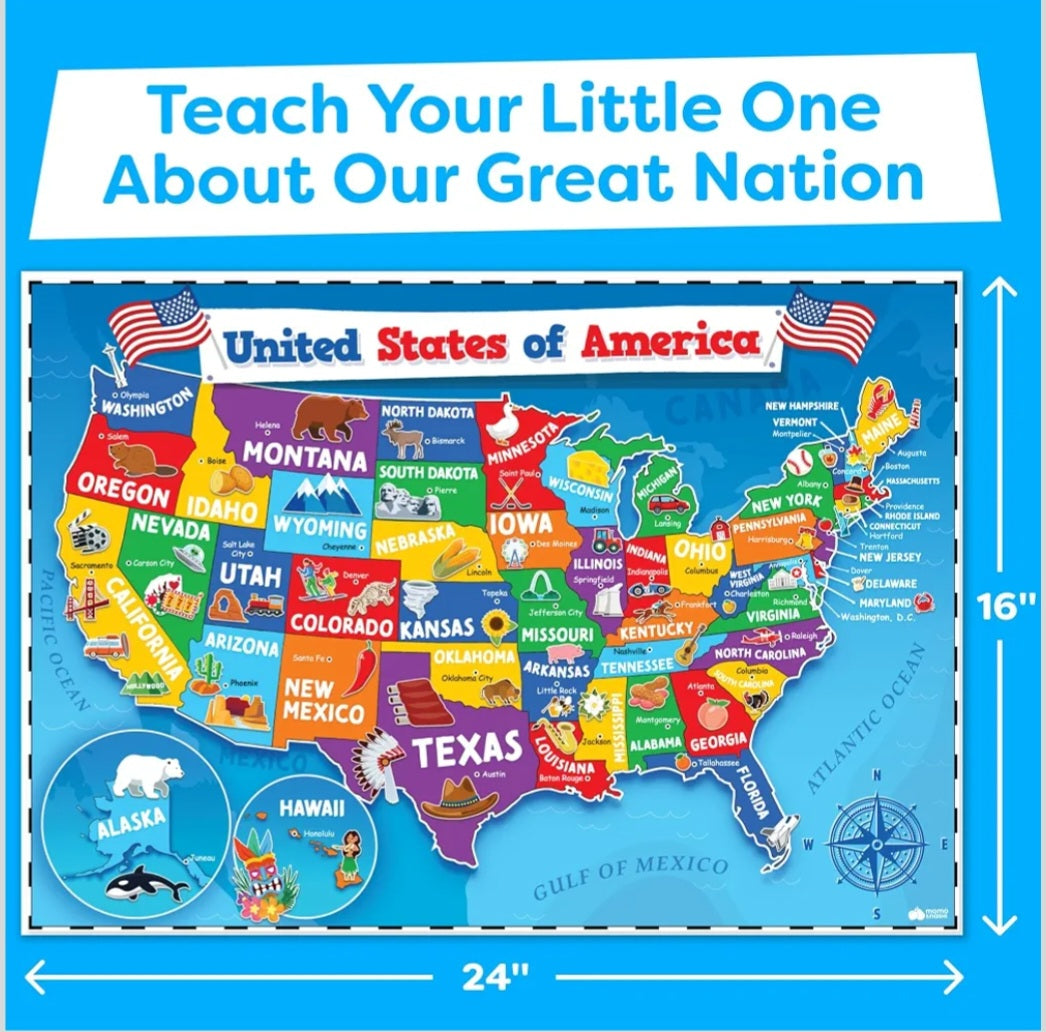 Colorful US & World Map Set