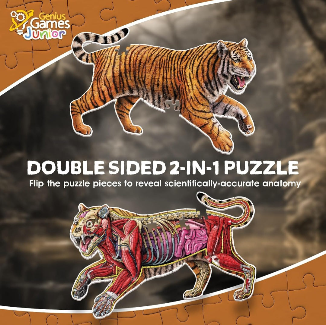 Tiger Animal Anatomy Floor Puzzle| 100-Piece Double-Sided Puzzle